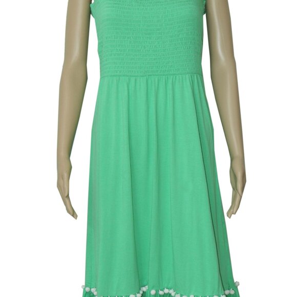 Lilly Pulitzer Modesto  Smocked Midi Dress Pom Pom Eyelet Embroidered XL - Picture 3 of 8